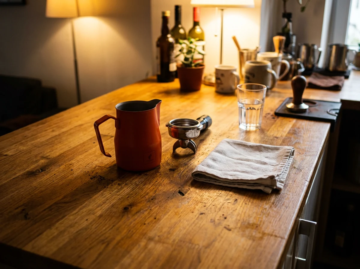 Cappuccino se srdíčkem a sklenicí vody na tácku